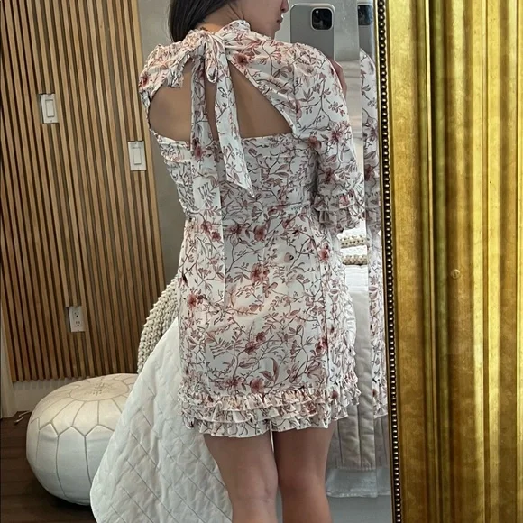 Cream white and brown floral dress - Picture 4 of 5